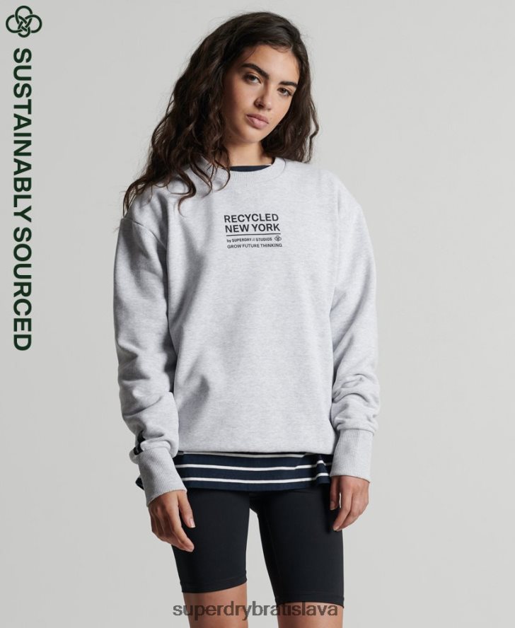 Superdry ženy recyklovaná mestská mikina 6B4ZTR6089 oblečenie svetlo šedá