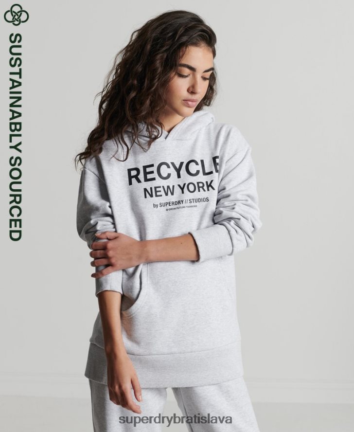 Superdry ženy recyklovaná mestská mikina s kapucňou 6B4ZTR5835 oblečenie svetlo šedá