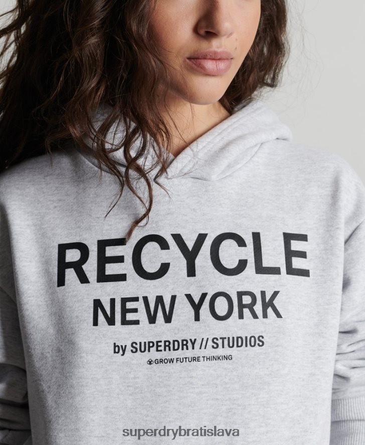 Superdry ženy recyklovaná mestská mikina s kapucňou 6B4ZTR5835 oblečenie svetlo šedá