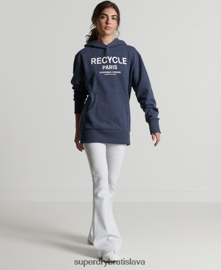 Superdry ženy recyklovaná mestská mikina s kapucňou 6B4ZTR5906 oblečenie Modrá