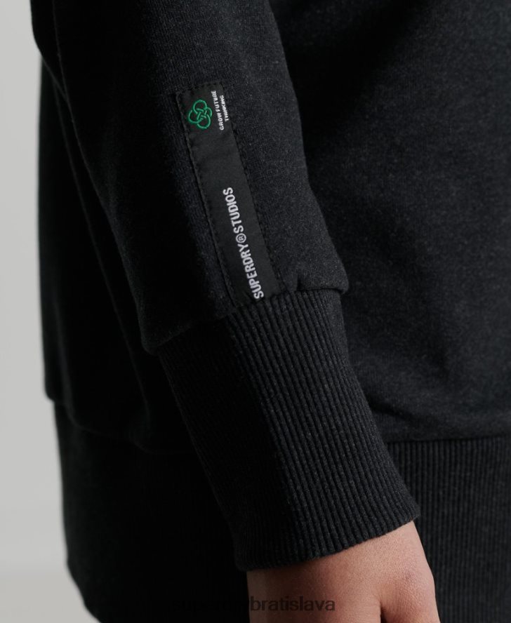 Superdry ženy recyklovaná mikina micro mid crew 6B4ZTR5972 oblečenie čierna