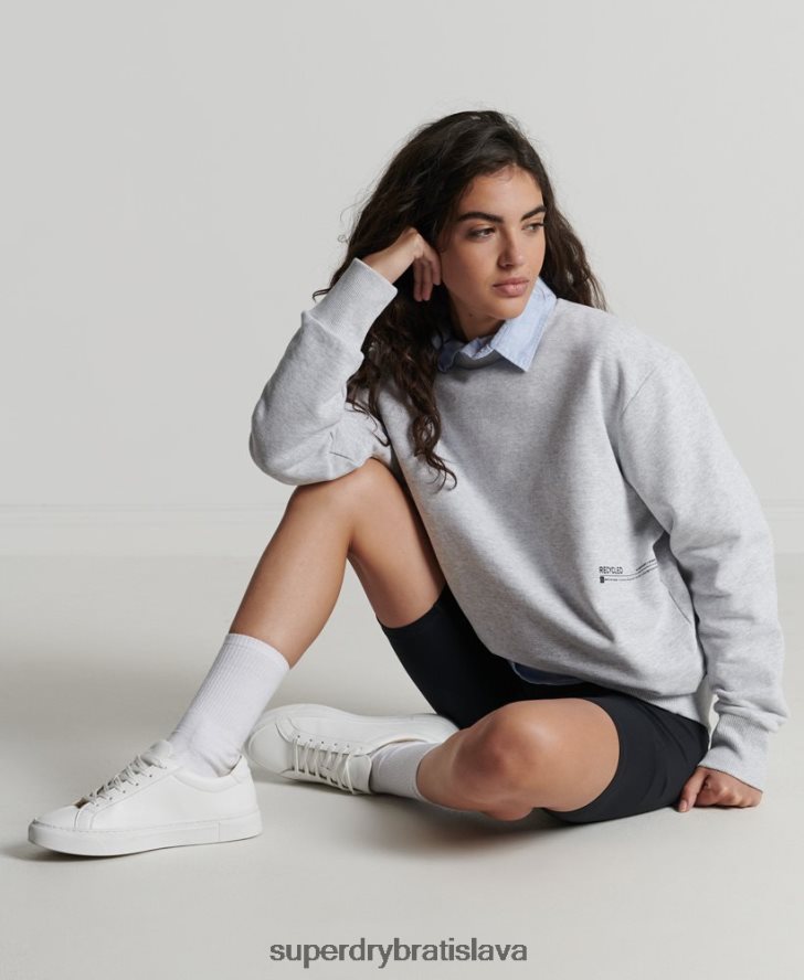 Superdry ženy recyklovaná mikina micro mid crew 6B4ZTR6062 oblečenie svetlo šedá
