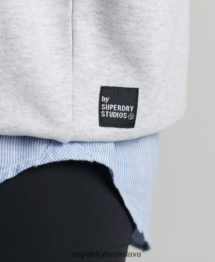 Superdry ženy recyklovaná mikina micro mid crew 6B4ZTR6062 oblečenie svetlo šedá