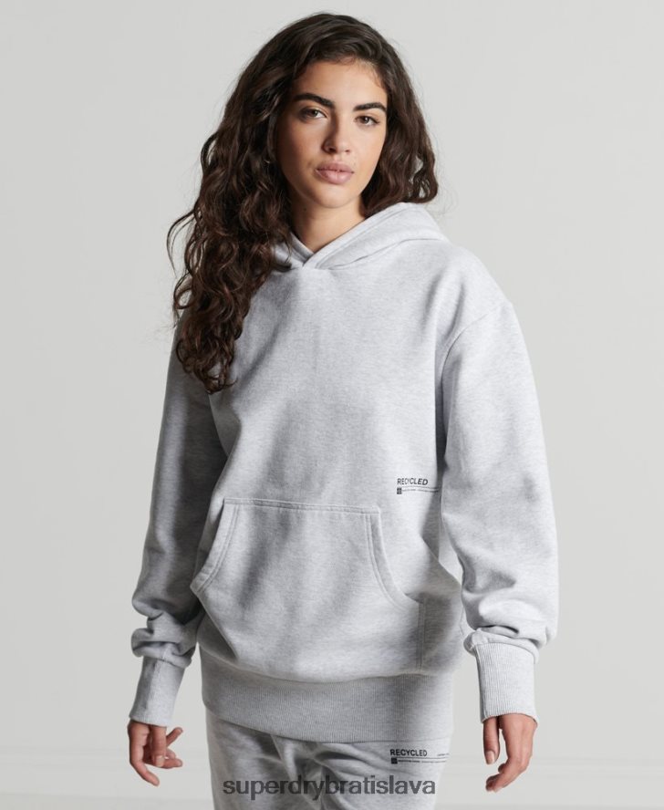 Superdry ženy recyklovaná mikina s kapucňou 6B4ZTR5834 oblečenie svetlo šedá
