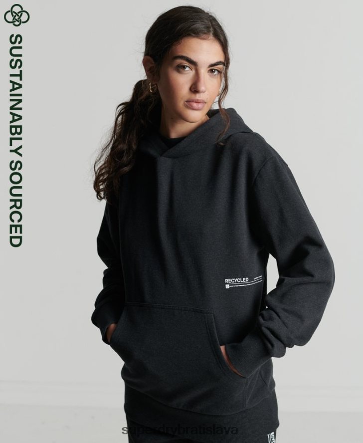 Superdry ženy recyklovaná mikina s kapucňou 6B4ZTR5973 oblečenie čierna
