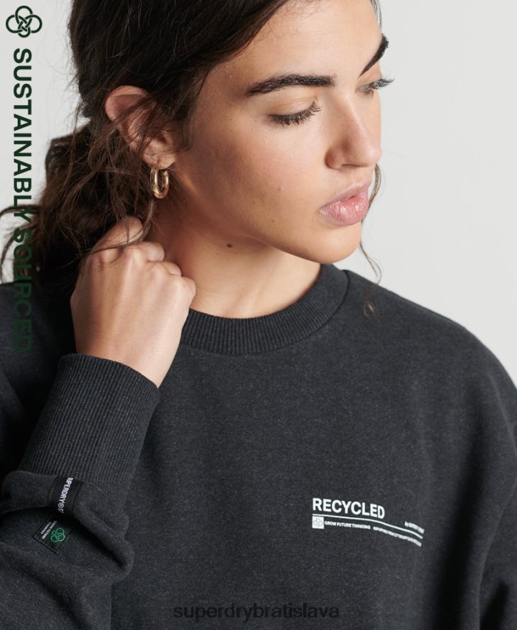 Superdry ženy recyklovaná mikro top crew mikina 6B4ZTR5970 oblečenie čierna