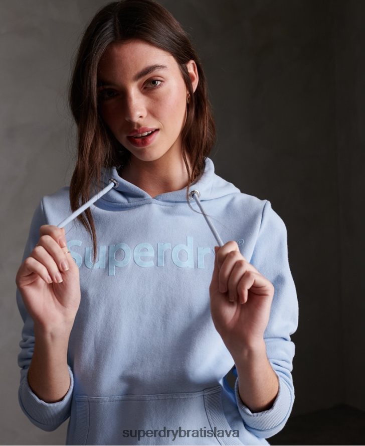 Superdry ženy registrovaná kŕdeľ nečesaná mikina s kapucňou 6B4ZTR3508 oblečenie Modrá