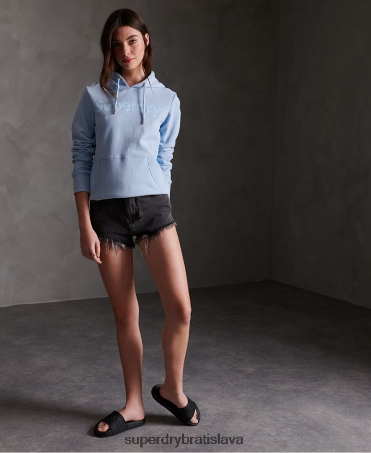 Superdry ženy registrovaná kŕdeľ nečesaná mikina s kapucňou 6B4ZTR3508 oblečenie Modrá