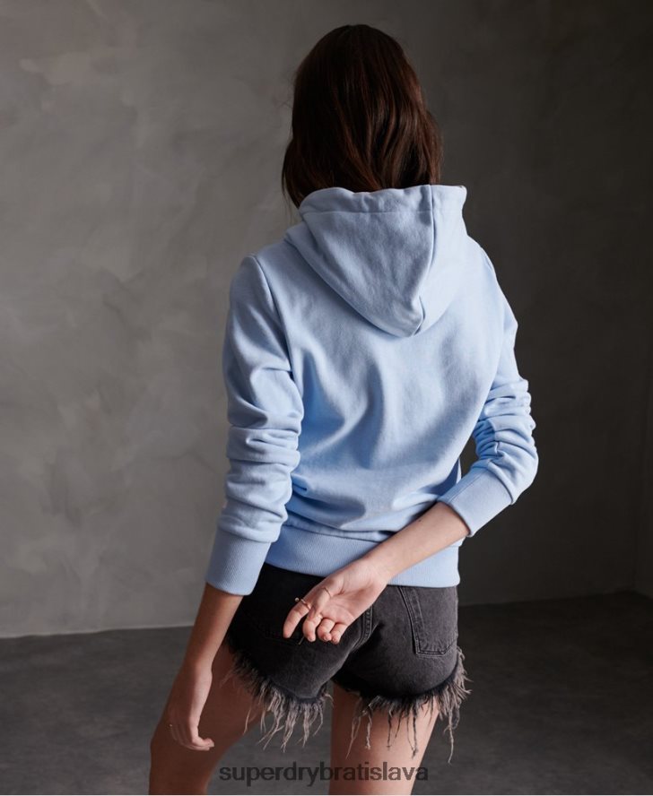 Superdry ženy registrovaná kŕdeľ nečesaná mikina s kapucňou 6B4ZTR3508 oblečenie Modrá