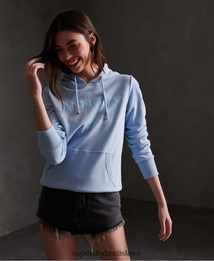 Superdry ženy registrovaná kŕdeľ nečesaná mikina s kapucňou 6B4ZTR3508 oblečenie Modrá