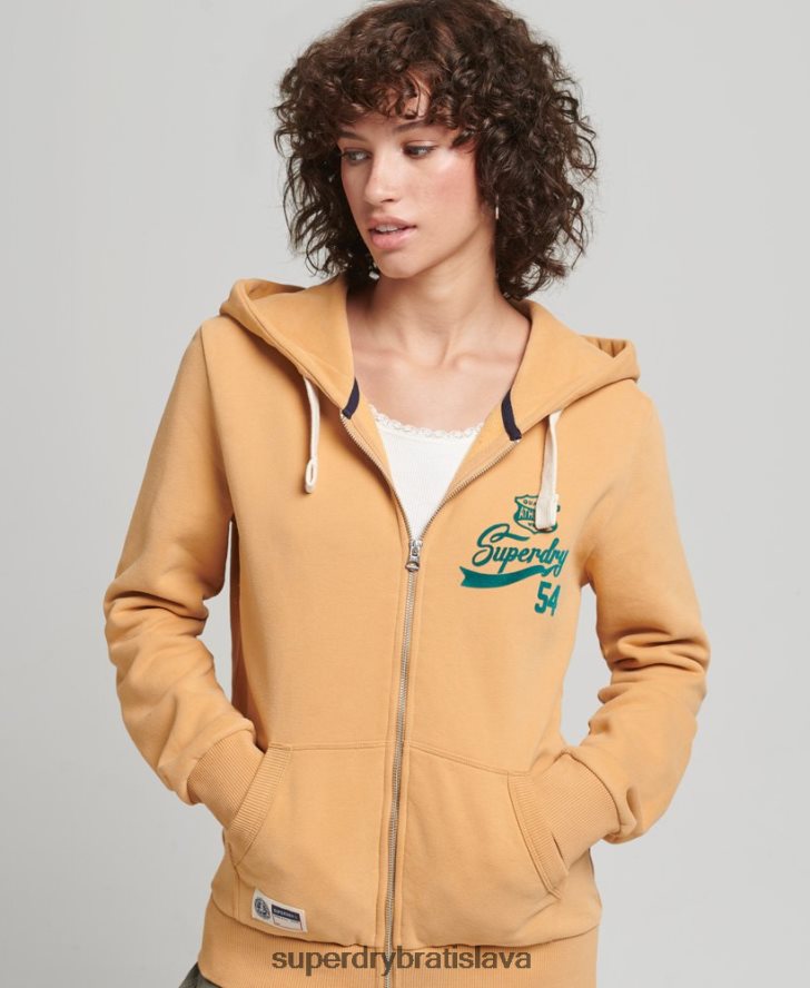 Superdry ženy script college zips mikina 6B4ZTR3498 oblečenie žltá