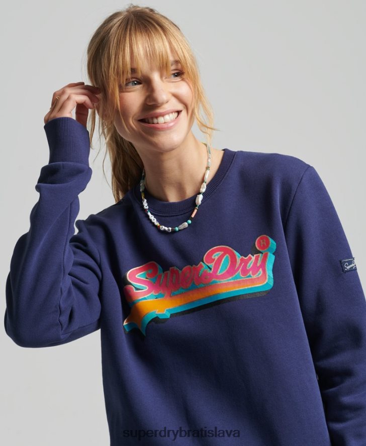 Superdry ženy sezónna mikina s vintage logom 6B4ZTR5958 oblečenie námorníctvo