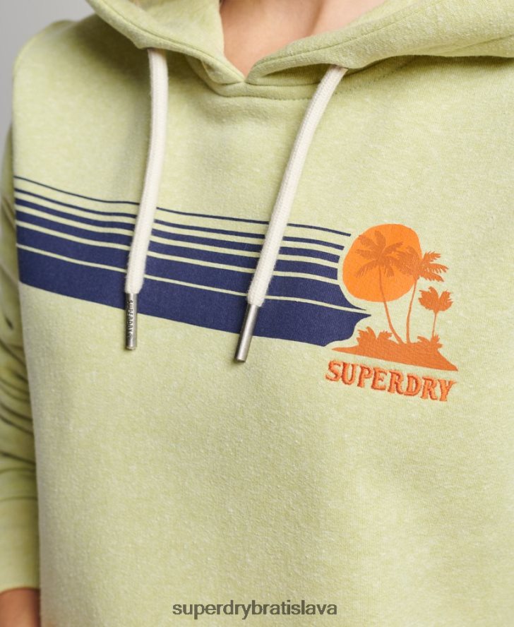 Superdry ženy skvelá vintage mikina s kapucňou 6B4ZTR2168 oblečenie zelená