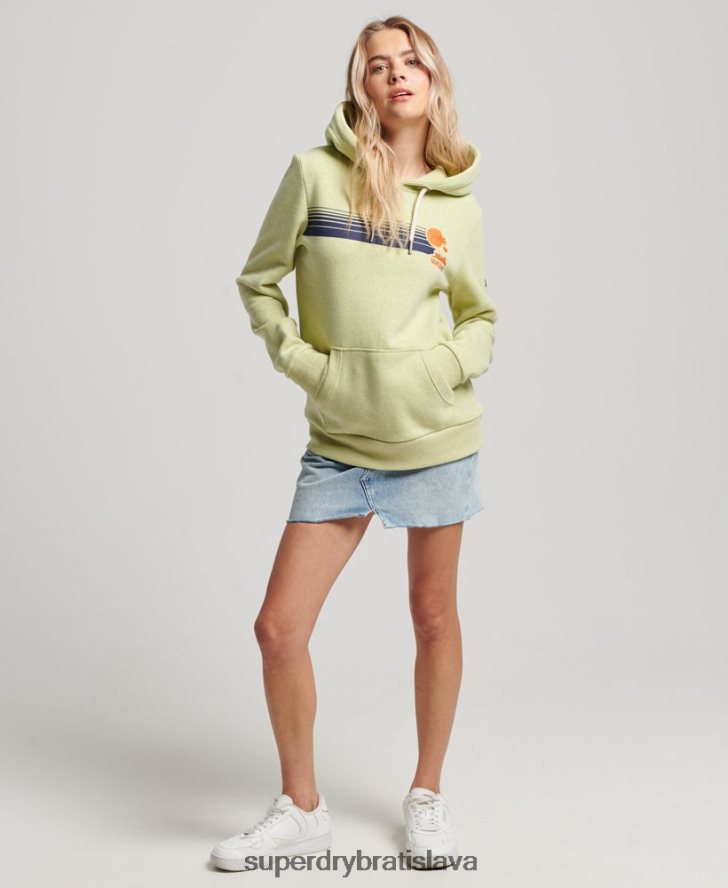 Superdry ženy skvelá vintage mikina s kapucňou 6B4ZTR2168 oblečenie zelená