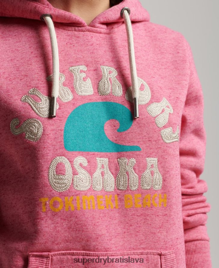 Superdry ženy skvelá vintage mikina s kapucňou 6B4ZTR2257 oblečenie Ružová