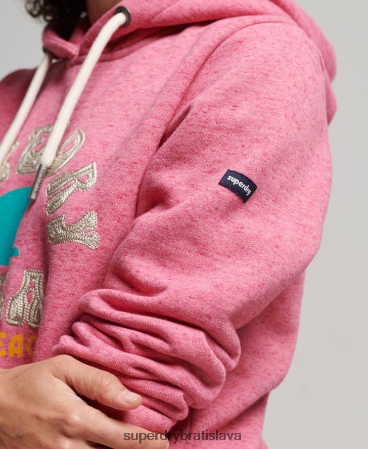 Superdry ženy skvelá vintage mikina s kapucňou 6B4ZTR2257 oblečenie Ružová