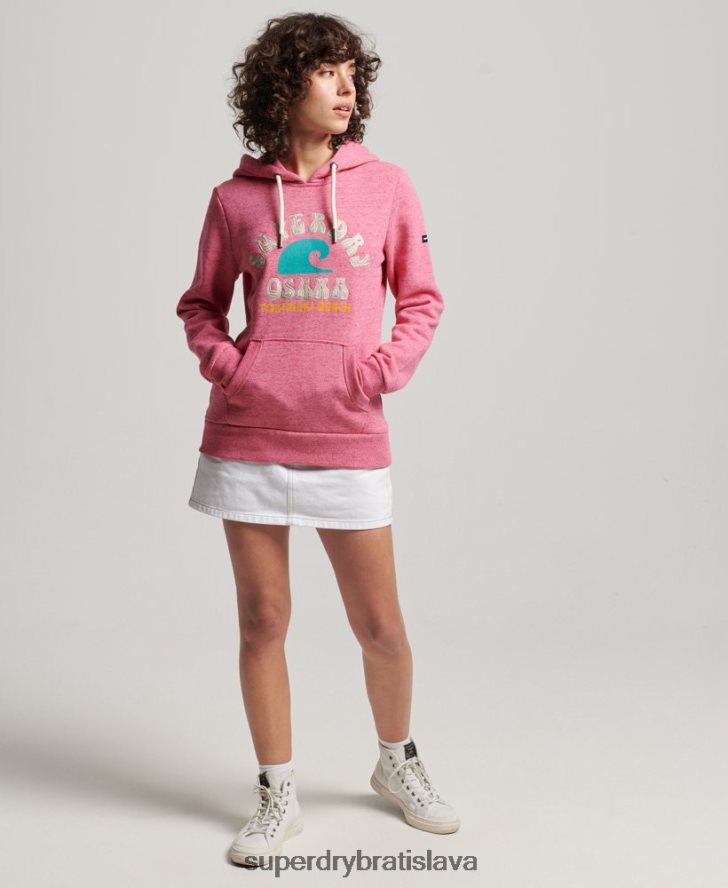 Superdry ženy skvelá vintage mikina s kapucňou 6B4ZTR2257 oblečenie Ružová