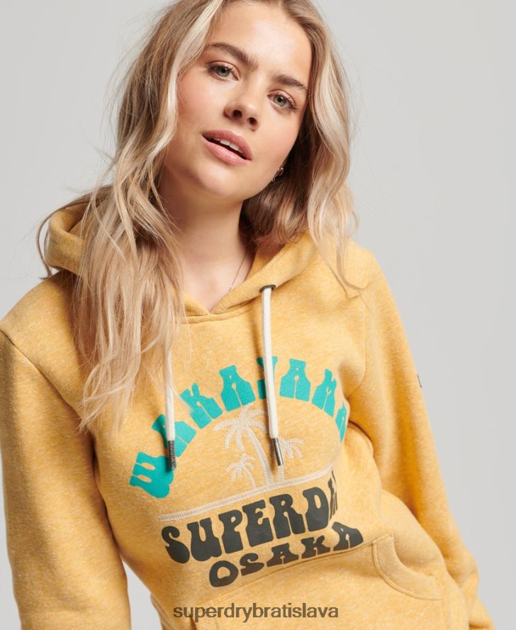Superdry ženy skvelá vintage mikina s kapucňou 6B4ZTR2258 oblečenie žltá