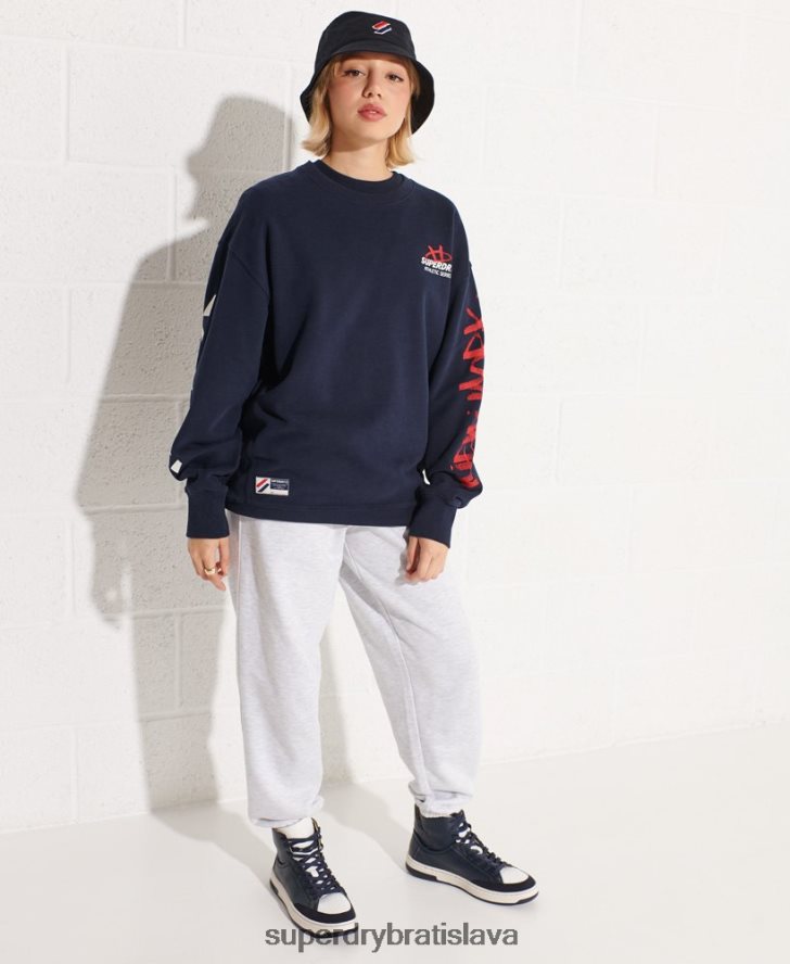 Superdry ženy strikeout oversized crew mikina 6B4ZTR5832 oblečenie námorníctvo