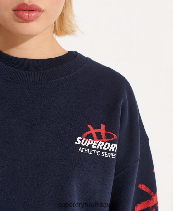 Superdry ženy strikeout oversized crew mikina 6B4ZTR5832 oblečenie námorníctvo