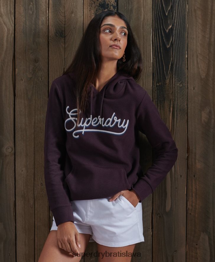 Superdry ženy super mäkká mikina s kapucňou 6B4ZTR6180 oblečenie Fialová