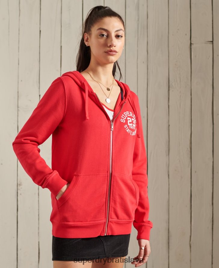 Superdry ženy superstate mikina na zips 6B4ZTR3506 oblečenie červená