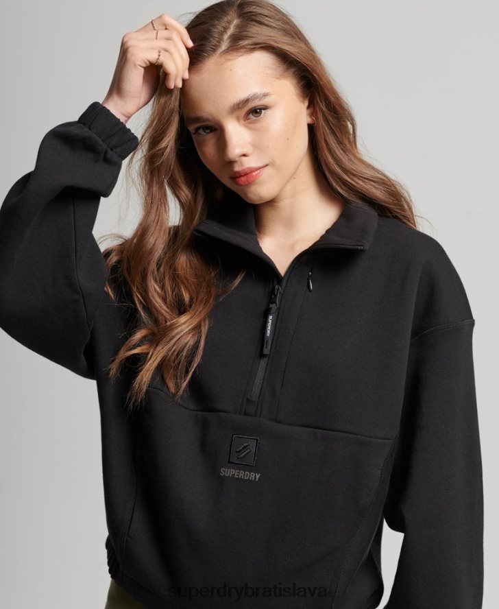 Superdry ženy tech batwing mikina na polovičný zips 6B4ZTR3281 oblečenie čierna