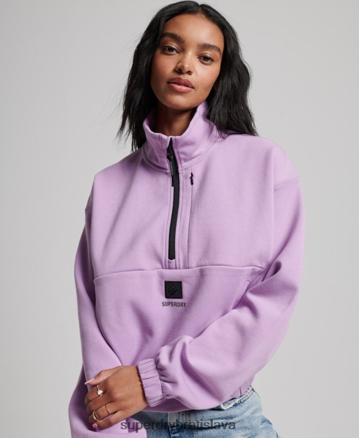 Superdry ženy tech batwing mikina na polovičný zips 6B4ZTR3354 oblečenie Fialová