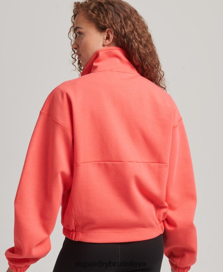 Superdry ženy tech batwing mikina na polovičný zips 6B4ZTR5965 oblečenie koralový