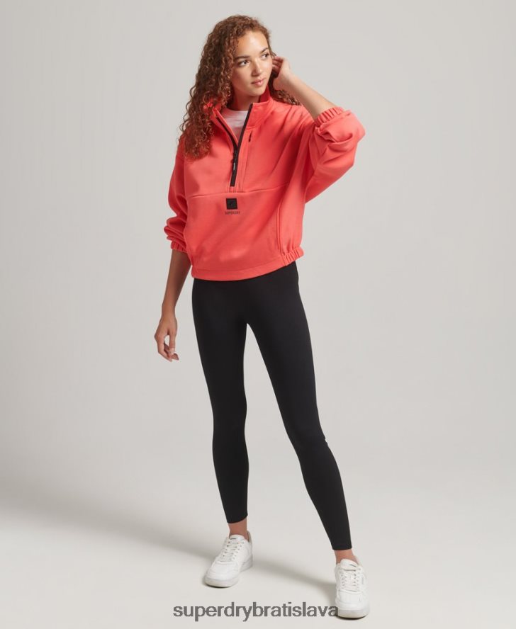 Superdry ženy tech batwing mikina na polovičný zips 6B4ZTR5965 oblečenie koralový