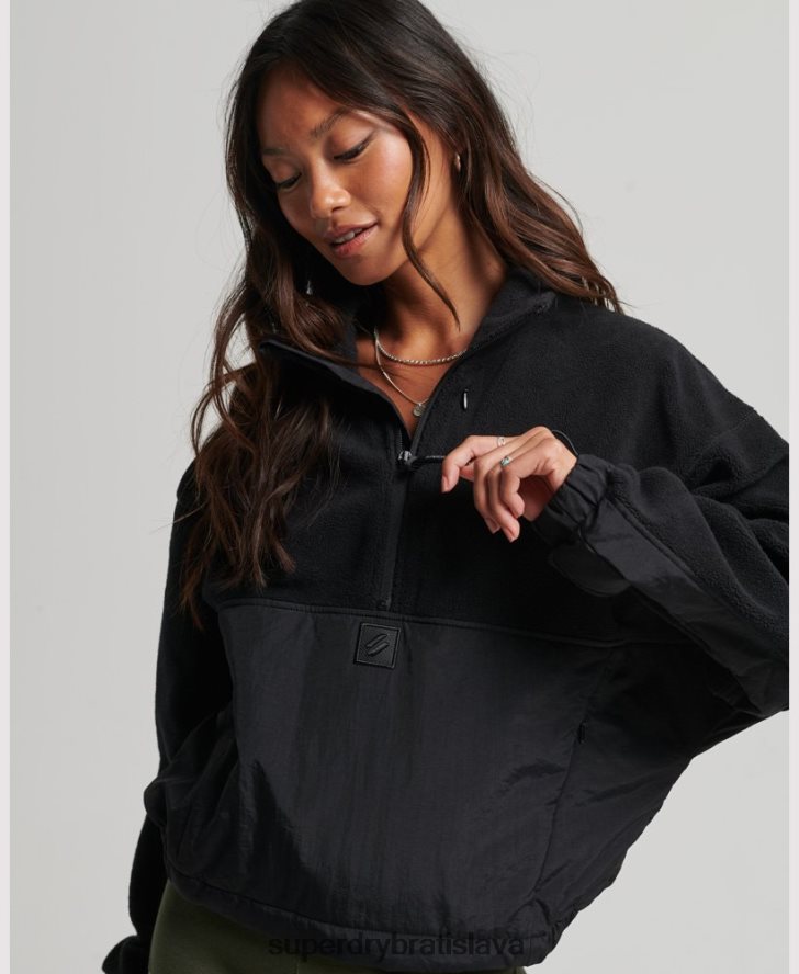 Superdry ženy tech hybridný fleece 6B4ZTR5756 oblečenie čierna