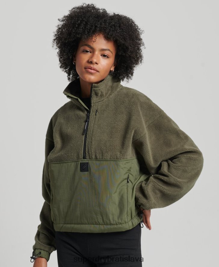 Superdry ženy tech hybridný fleece 6B4ZTR5817 oblečenie kaki