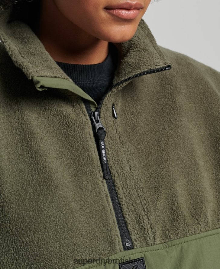 Superdry ženy tech hybridný fleece 6B4ZTR5817 oblečenie kaki