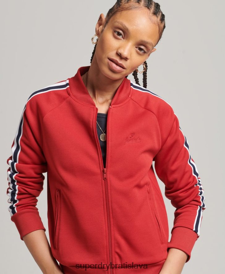 Superdry ženy trikotový traťový top 6B4ZTR3333 oblečenie červená