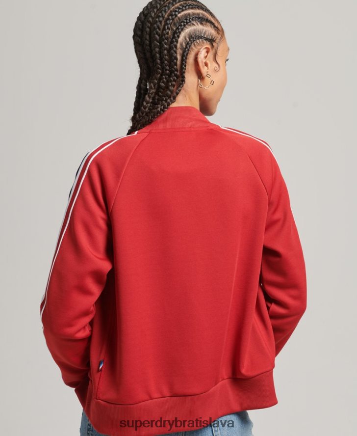 Superdry ženy trikotový traťový top 6B4ZTR3333 oblečenie červená