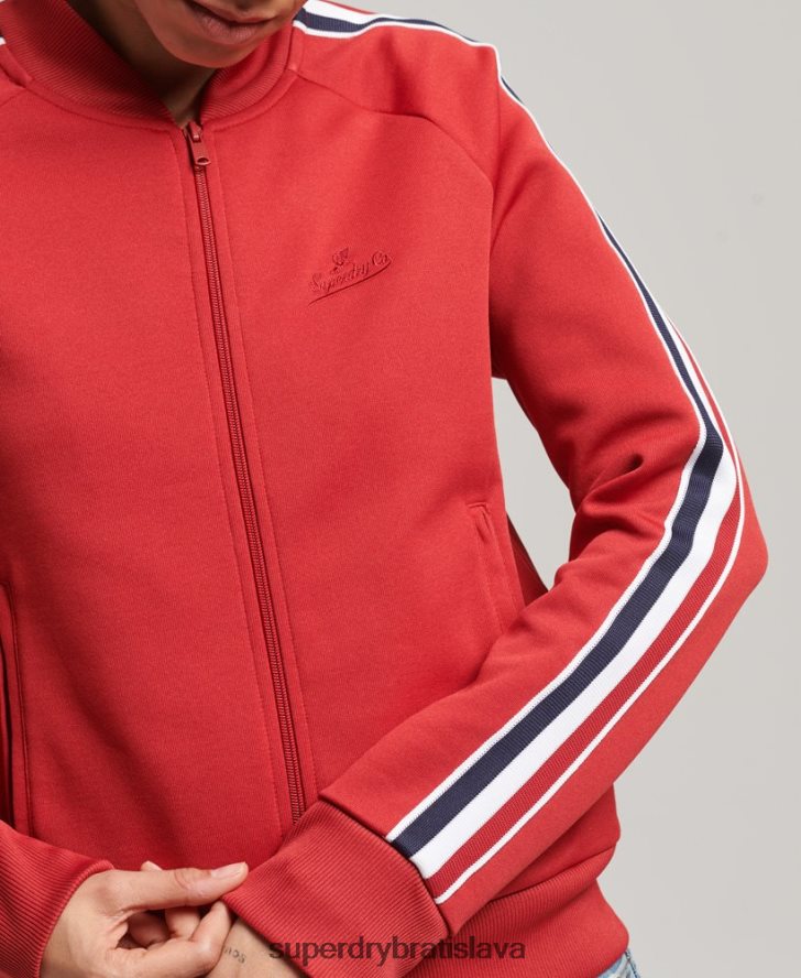 Superdry ženy trikotový traťový top 6B4ZTR3333 oblečenie červená