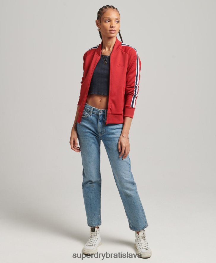 Superdry ženy trikotový traťový top 6B4ZTR3333 oblečenie červená