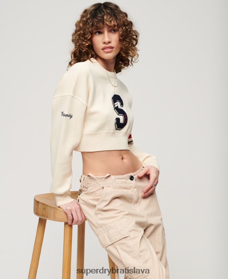 Superdry ženy univerzitný jumper pre osádky 6B4ZTR3954 oblečenie biely
