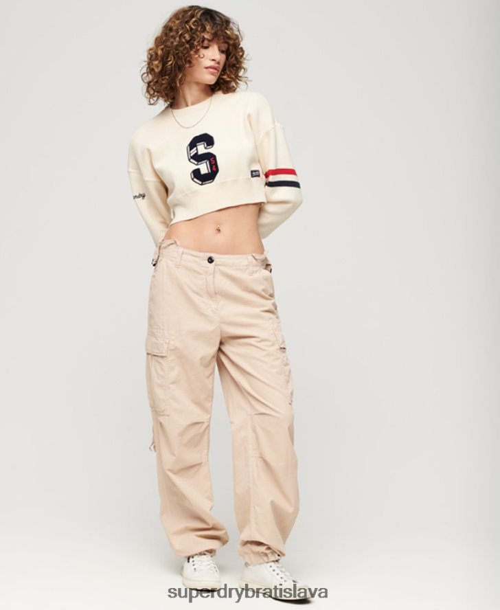Superdry ženy univerzitný jumper pre osádky 6B4ZTR3954 oblečenie biely