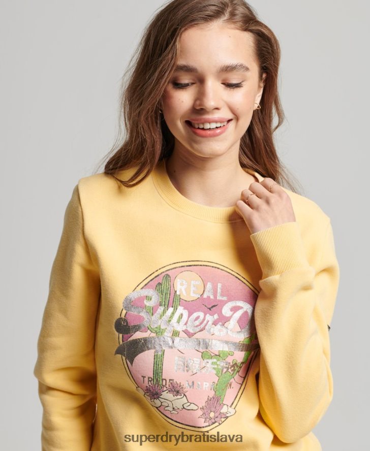 Superdry ženy výpravná mikina s vintage logom 6B4ZTR2290 oblečenie zlato