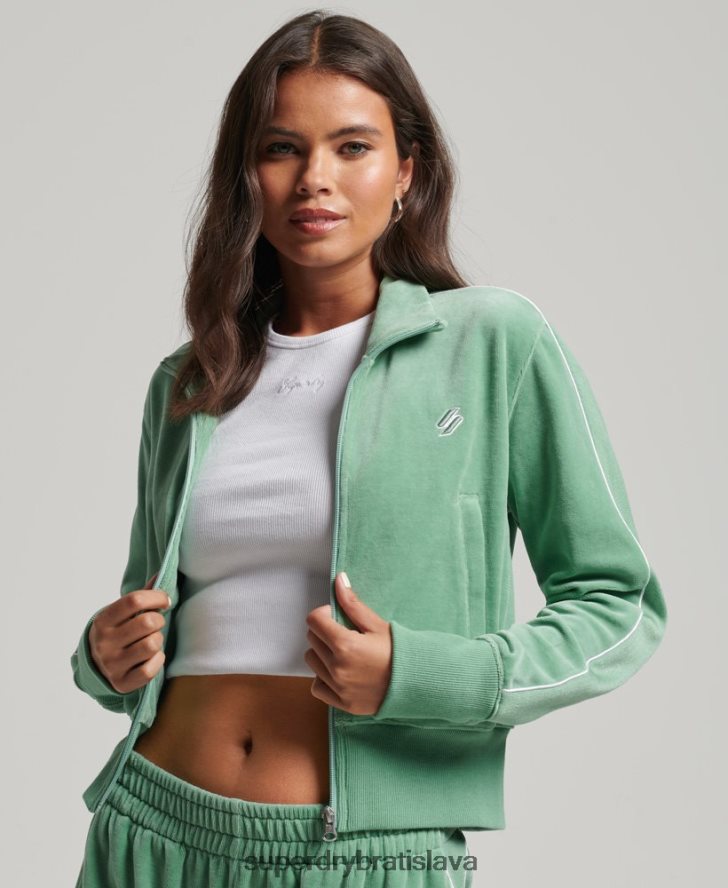 Superdry ženy velúrové tričko s logom kódu 6B4ZTR6069 oblečenie zelená