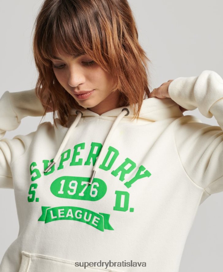 Superdry ženy vintage atletická mikina s kapucňou 6B4ZTR3294 oblečenie biely