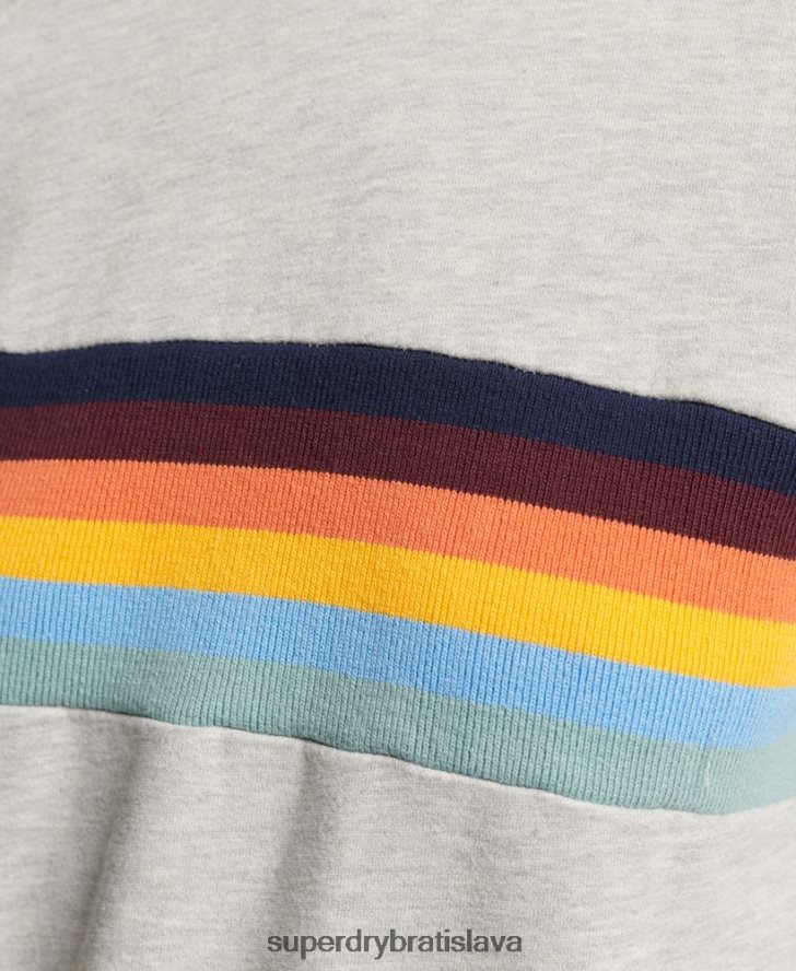 Superdry ženy vintage cali stripe cropped crew mikina 6B4ZTR3482 oblečenie svetlo šedá