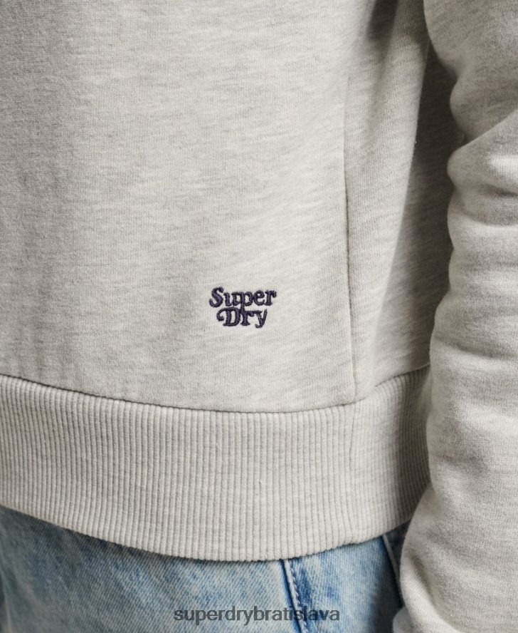 Superdry ženy vintage cali stripe cropped crew mikina 6B4ZTR3482 oblečenie svetlo šedá