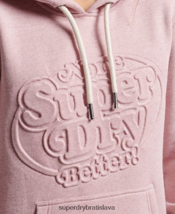 Superdry ženy vintage cooper embosovaná mikina s kapucňou 6B4ZTR2323 oblečenie Ružová