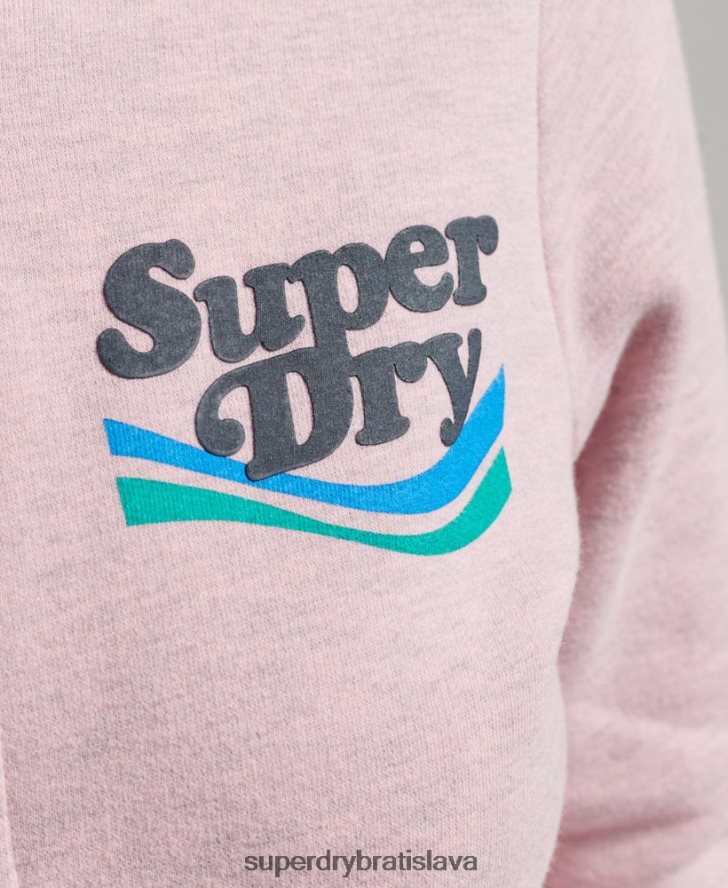 Superdry ženy vintage cooper nostalgická mikina na zips 6B4ZTR3298 oblečenie Ružová