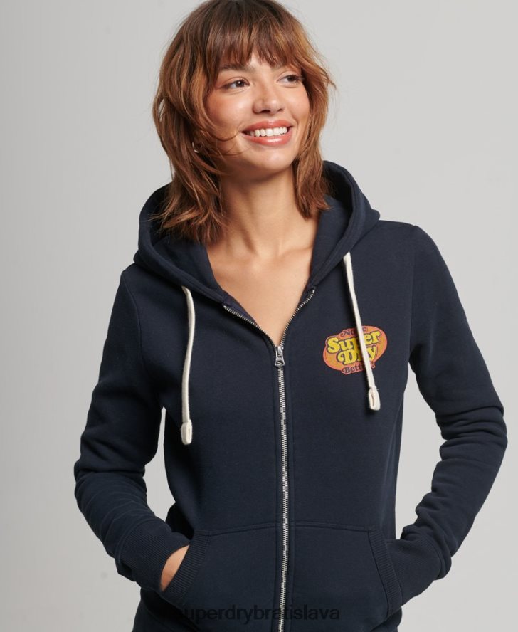 Superdry ženy vintage cooper nostalgická mikina na zips 6B4ZTR5936 oblečenie námorníctvo