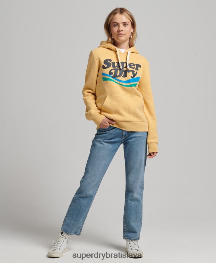 Superdry ženy vintage cooper nostalgická mikina s kapucňou 6B4ZTR5867 oblečenie žltá