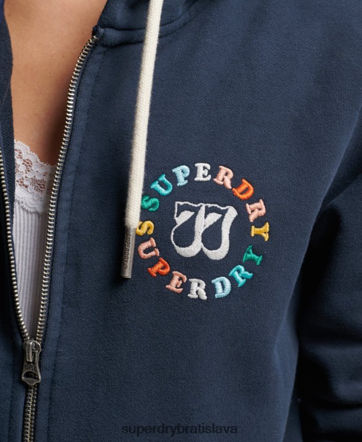 Superdry ženy vintage dúhová mikina na zips 6B4ZTR2242 oblečenie námorníctvo