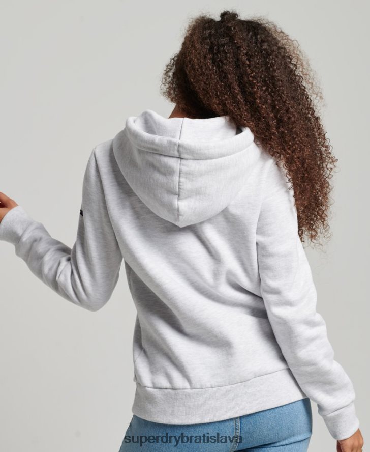 Superdry ženy vintage dúhová mikina s kapucňou 6B4ZTR2207 oblečenie svetlo šedá